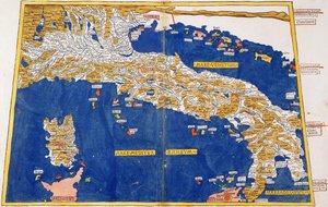 意大利托勒密地图，1482年（彩色光刻）